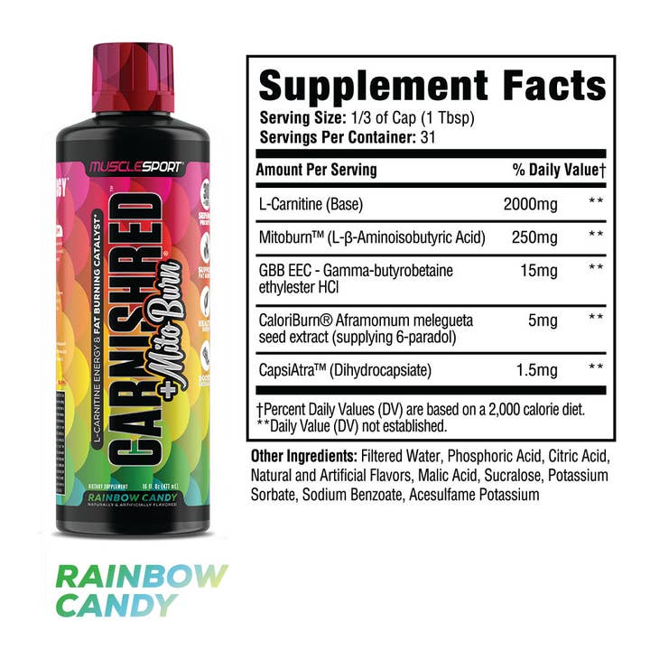 MuscleSport - Venta al por mayor Suplementos/vitaminas para beber - Líquido CarnishRed® + Mitoburn® de 16 onzas, ayuda al metabolismo sin estimular, catalizador del entrenamiento