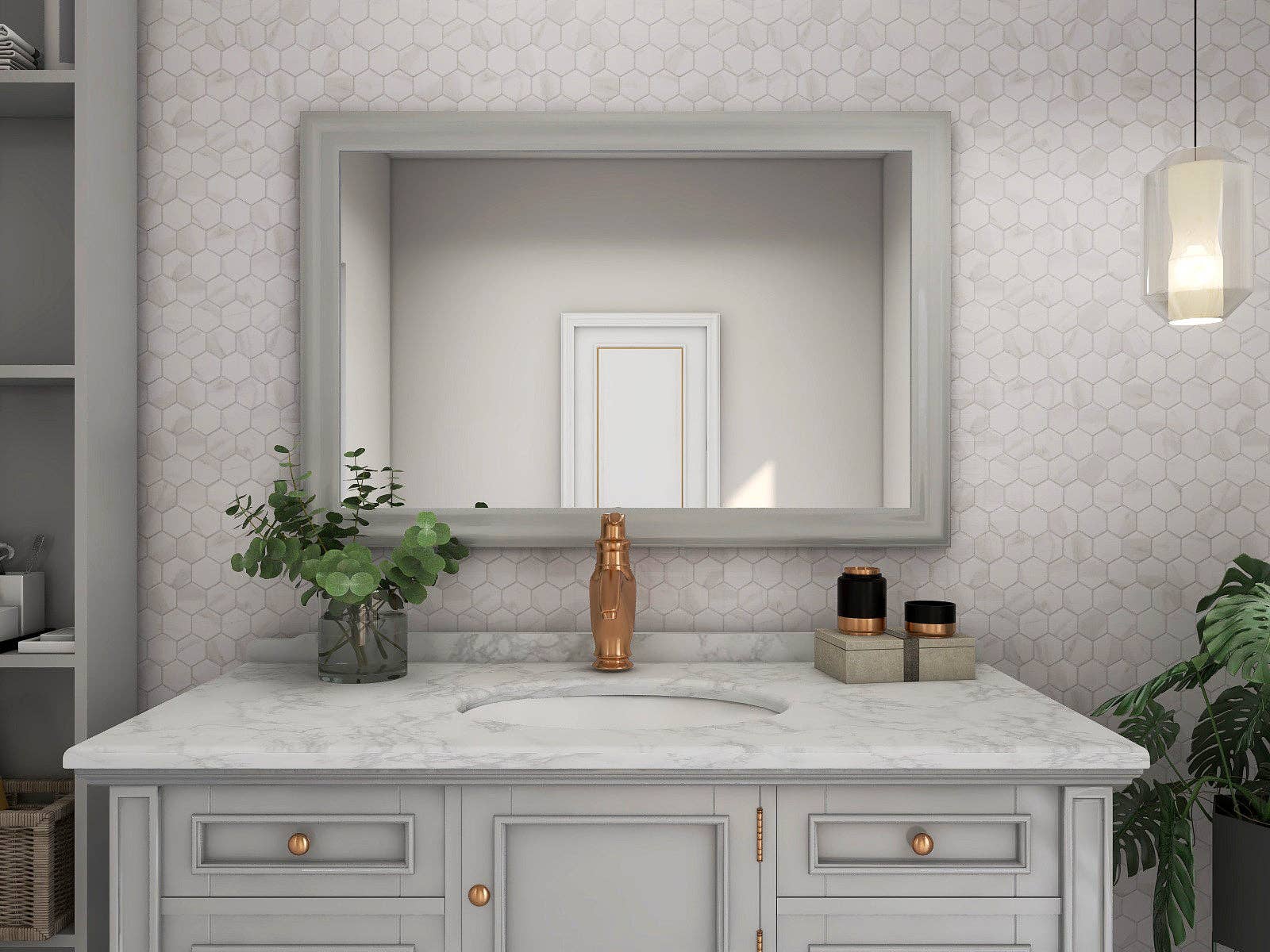 WS Tiles - Wholesale Wall Tile - Retro 2" Hexagon Porcelain Tile, Matte Finished Floor & Wall Tile - 9 Square Feet Per Carton - Carrara6