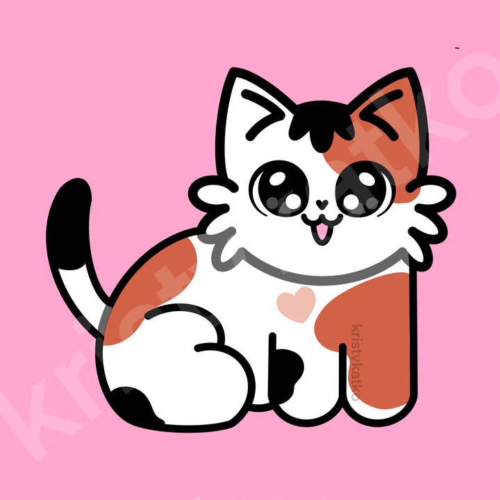 STICKER - WATERPROOF - cute calico orange black white cat for wholesale by kristykatko