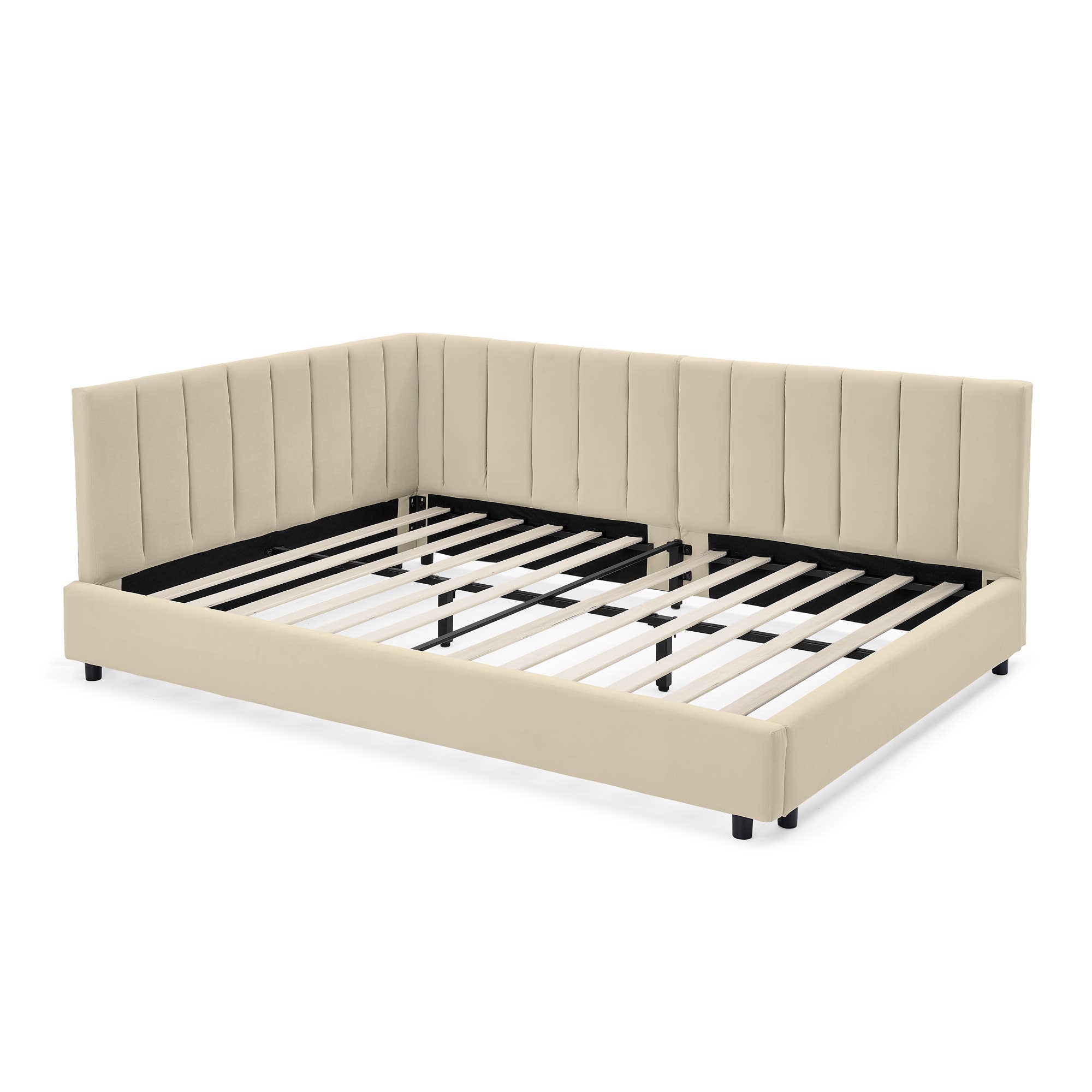 39F Inc. - Wholesale Bed - Mid-Century Full Size Tufted Bed Frame ,Gray/Beige/Black 14