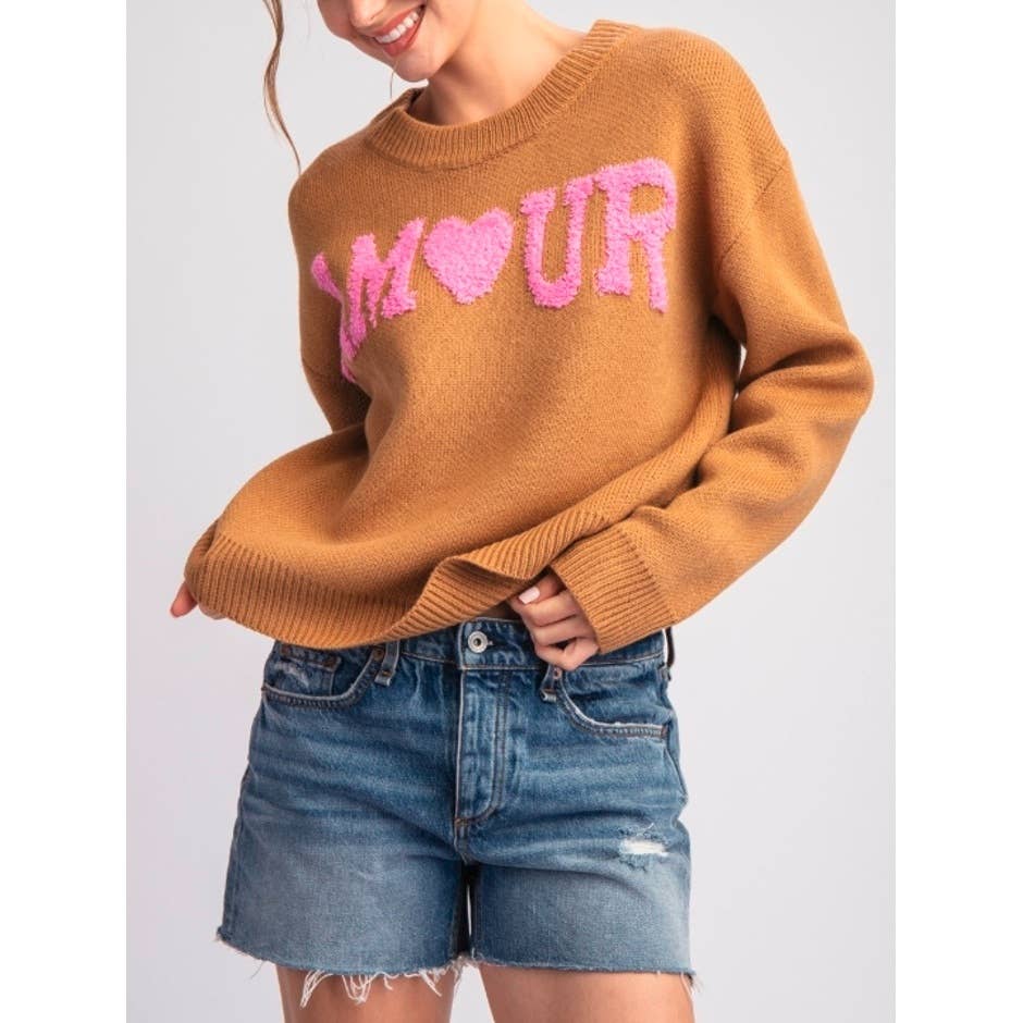 CAMEL 10416 AMOUR Long Sleeve Sweater Top for wholesale on Faire4