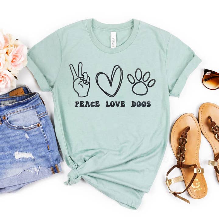 Peace Love Dogs T-shirt - Bella Canvas for wholesale by Printliss