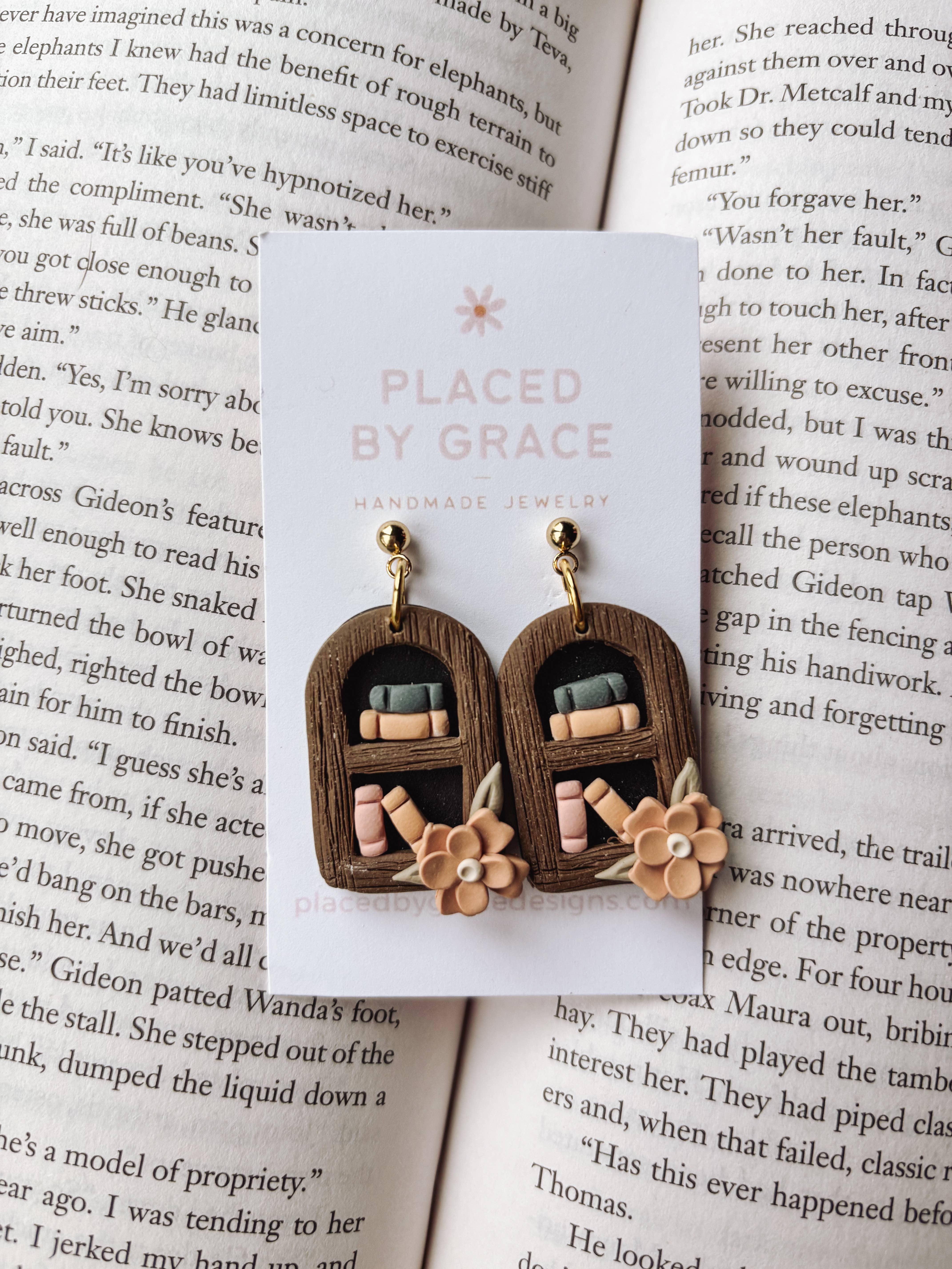 Placed by Grace - Wholesale Dangle Earrings - Floral Arch Bookshelf Earrings1