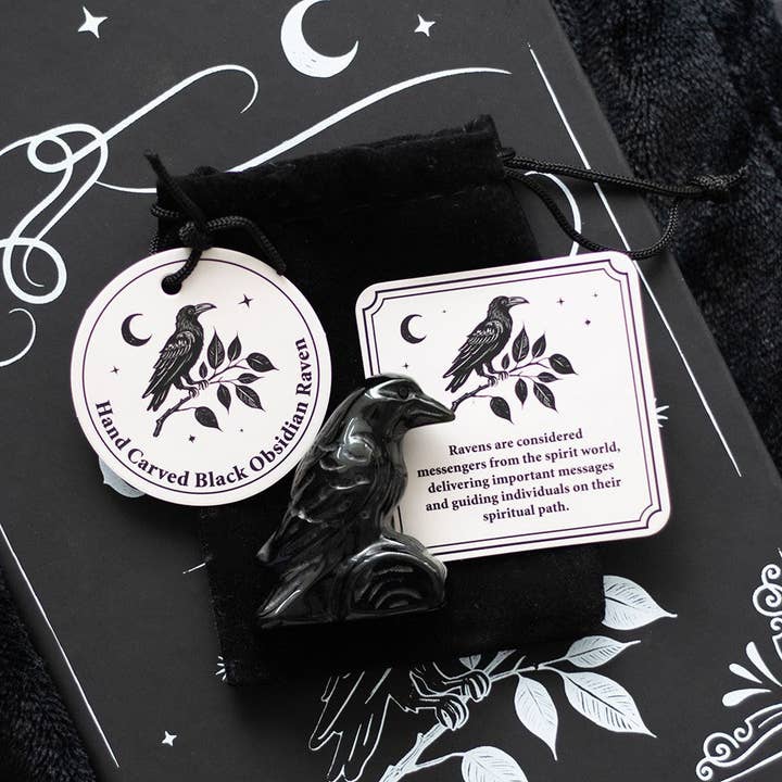 Something Different Wholesale – wholesale Ornament – Black Obsidian Gothic Raven Ornament in a Bag