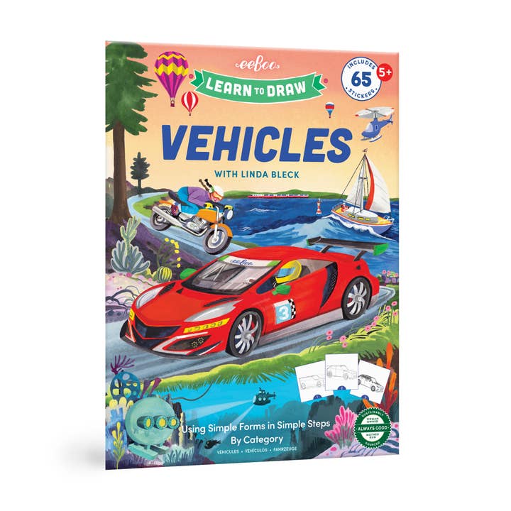Livre pour apprendre à dessiner des véhicules avec autocollants pour la vente par eeBoo