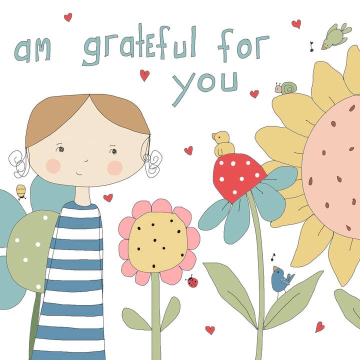 “I am grateful for you” greeting card for wholesale by Elle Bee Art Studio