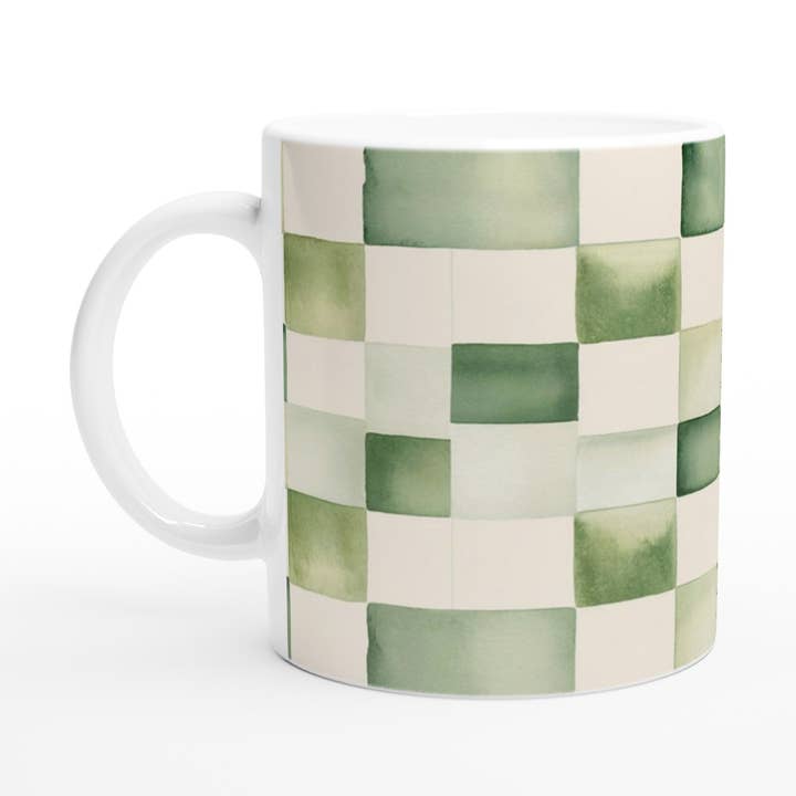 Mug en céramique à carreaux verts style vintage - Décor de cuisine de ferme pour la vente par Aminelle & Willow