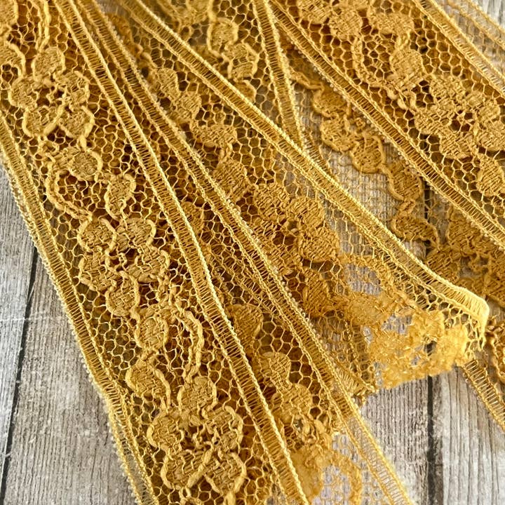 Open Window Studios - Wholesale Tassel Earrings - Mustard Vintage Lace Tassel Earrings