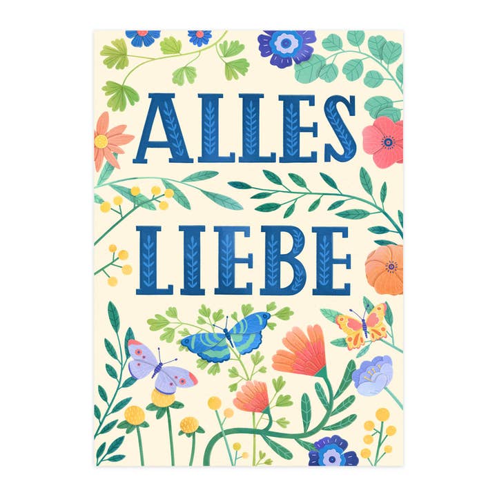 Tarjeta plegable "TODO LO MEJOR - Prado de mariposas" para venta al por mayor de paruspaper. nutzfeine papeterie