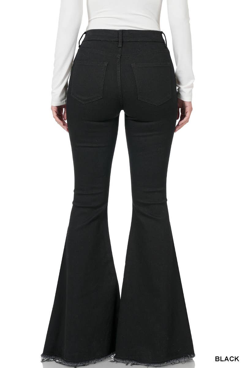 BLACK  `.SI-22450 High-rise Super flare Denim pants for wholesale on Faire4