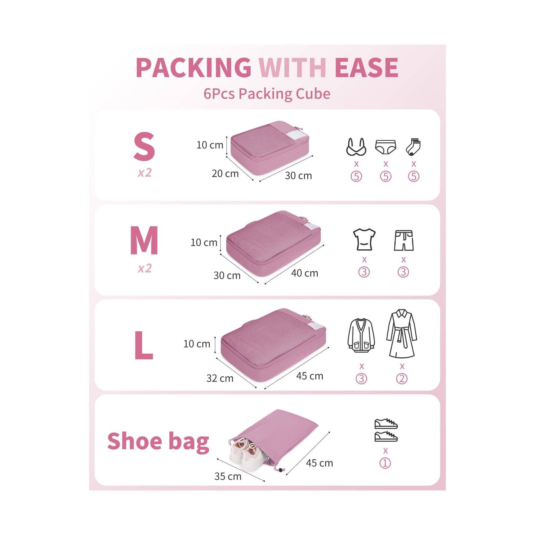 wandf – Engroshandel Pakkeemballage – 6 stk. kuffertorganisatorposer med mærke til rejsetilbehør11