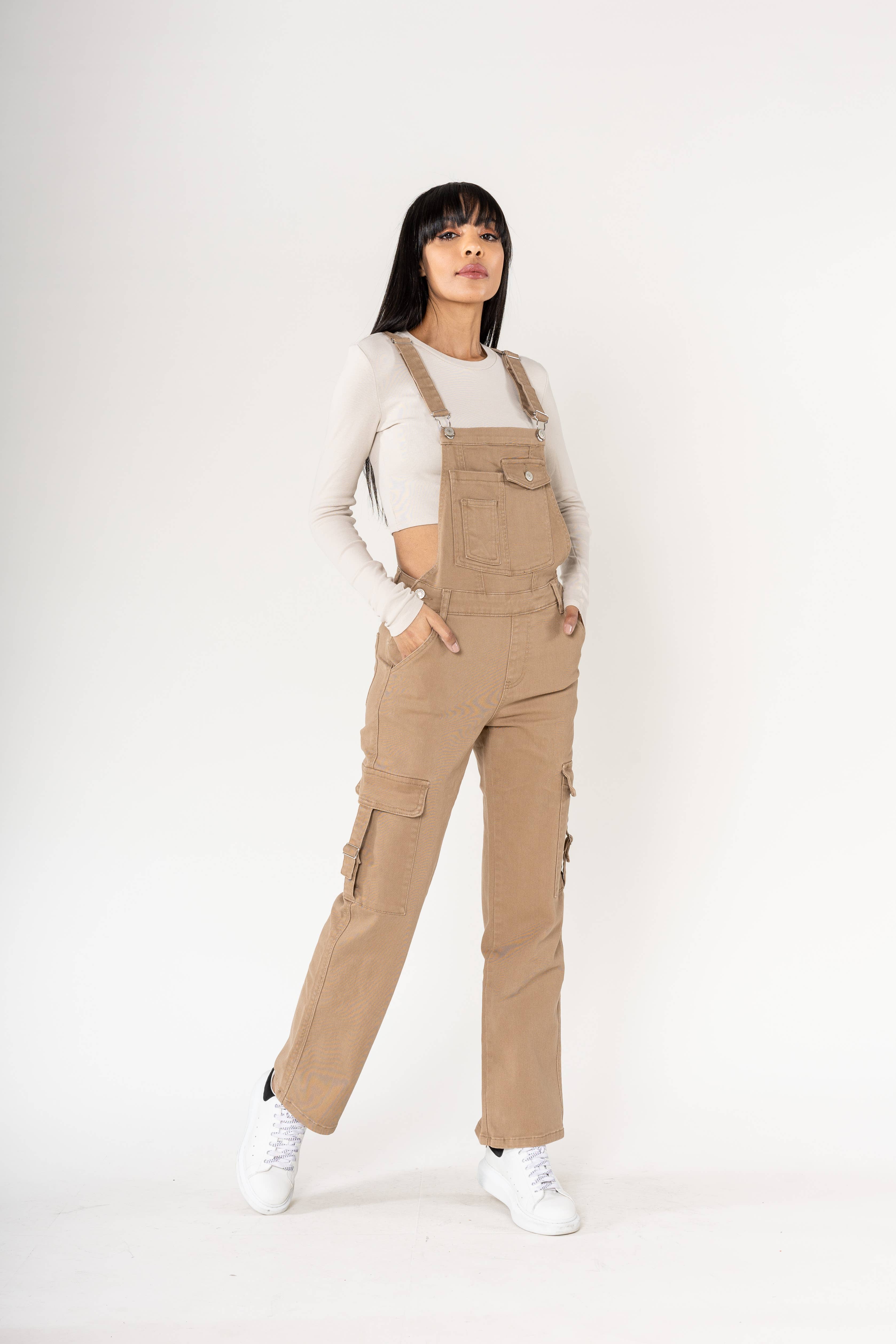 Nina Carter - Wholesale Overalls - Women's - Nina Carter Cargo Denim Stretch Denim Overalls S5604