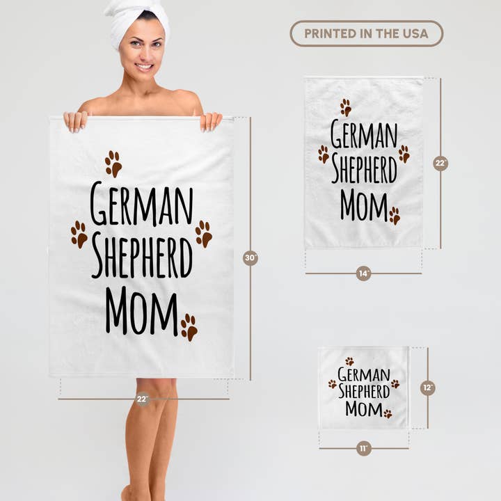 3dRose - Wholesale Bath Towel - 3dRose, German Shepherd Dog Mom - Alsatian - Doggie by breed - brown muddy paw prints - doggy lover mama, Towel6