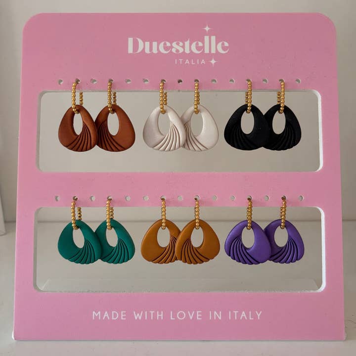 Duestelle Italia - Wholesale Dangle Earrings - Urban Flow - Contemporary gold-plated steel hoop earrings2