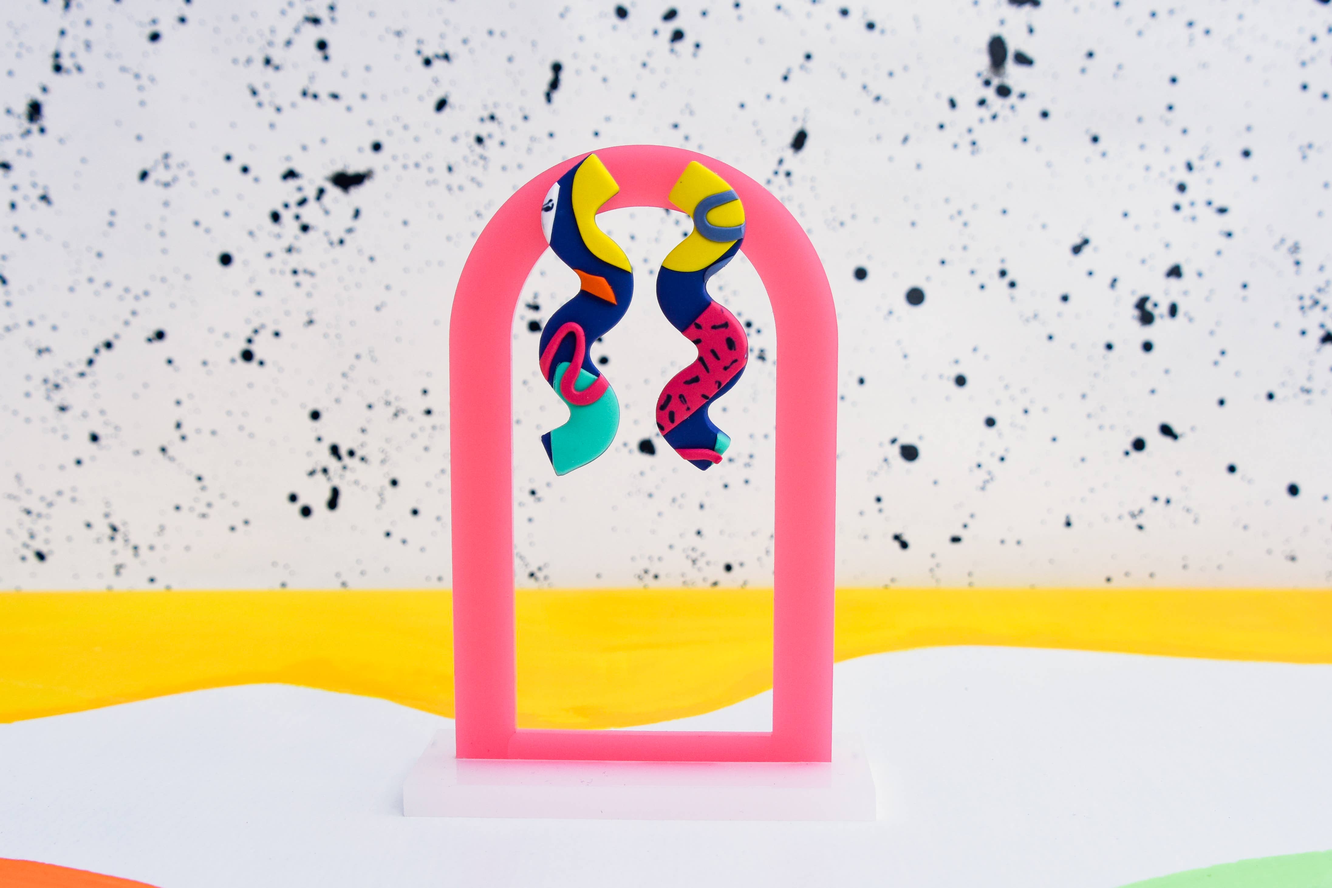 Lauren Likes Art - Wholesale Dangle Earrings - Colorful Squiggle Earring 90s Purple Polymer Clay Wavy Stud3