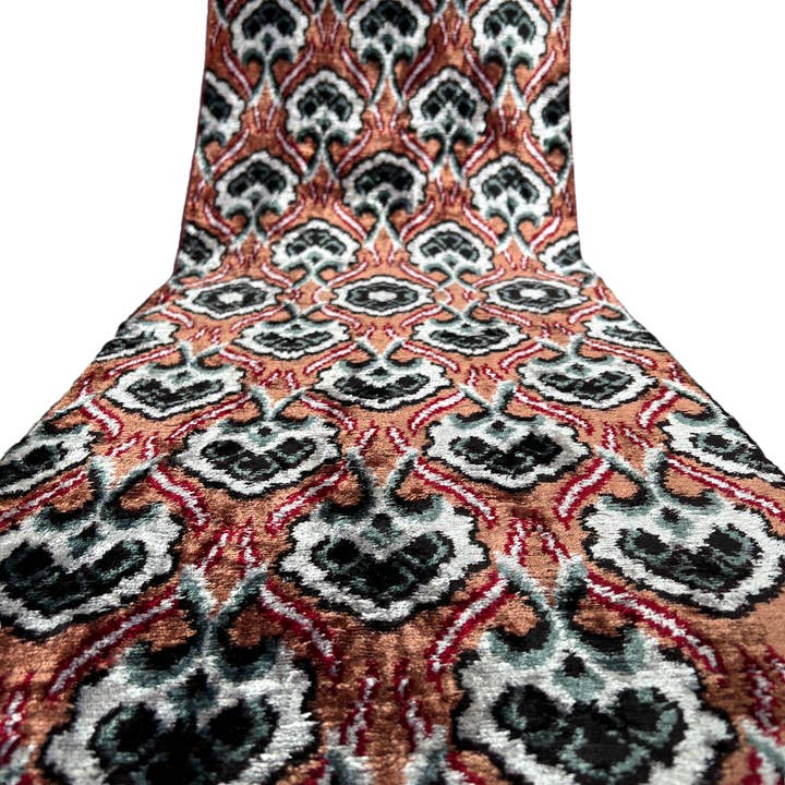 ikat fabric, silk velvet fabric, uzbekistan handwoven fabric for wholesale by Ikat Atelier