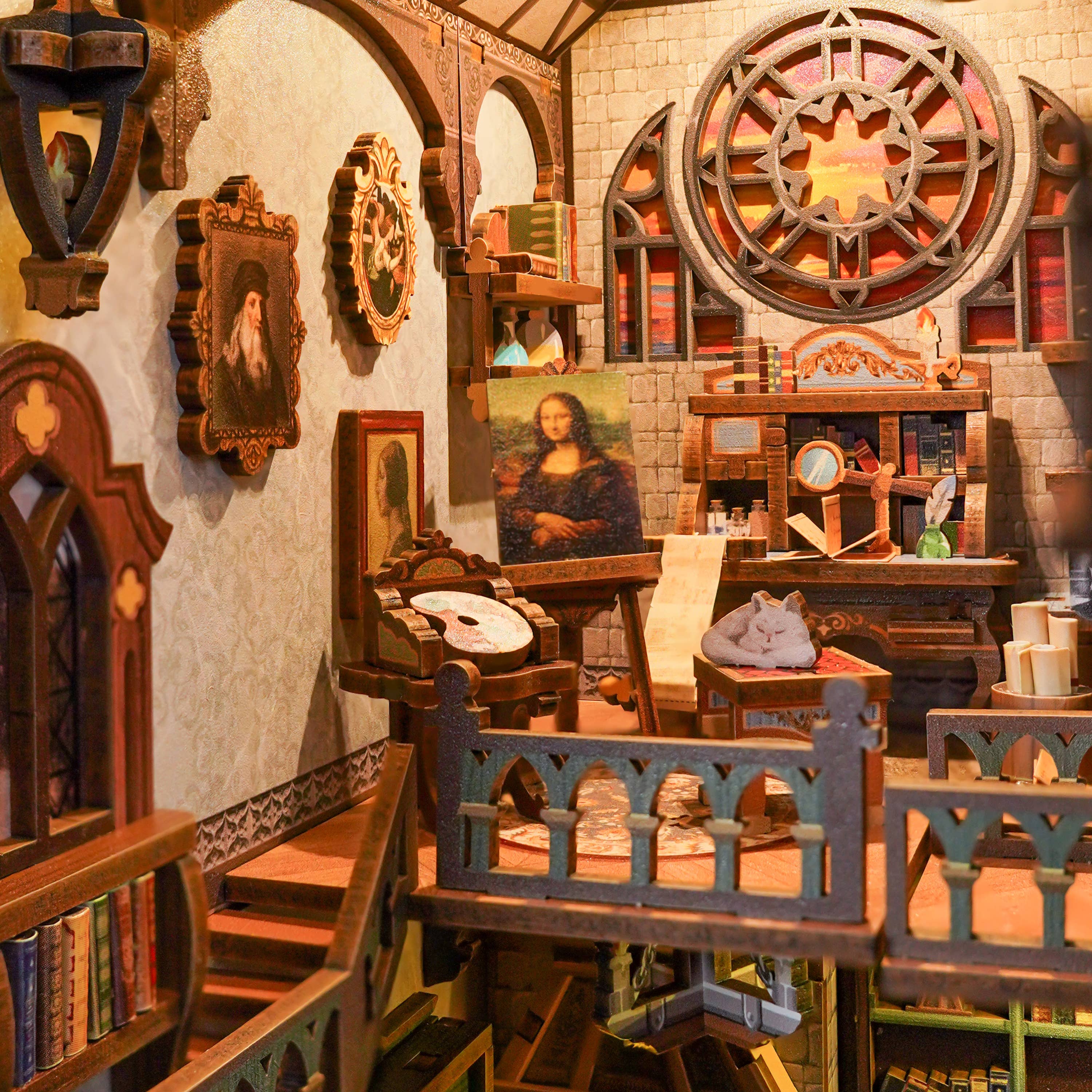 Hands Craft Intl - Vente Puzzle – enfant - Kit de Coin de Livre DIY : Léonard de Vinci avec Couverture Anti-poussière7