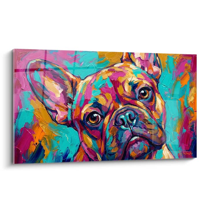 French Bulldog Expressionist Painting with Bright Colors - Colorful Canine Portrait - French Bulldog Painting Edition for wholesale by Walensky