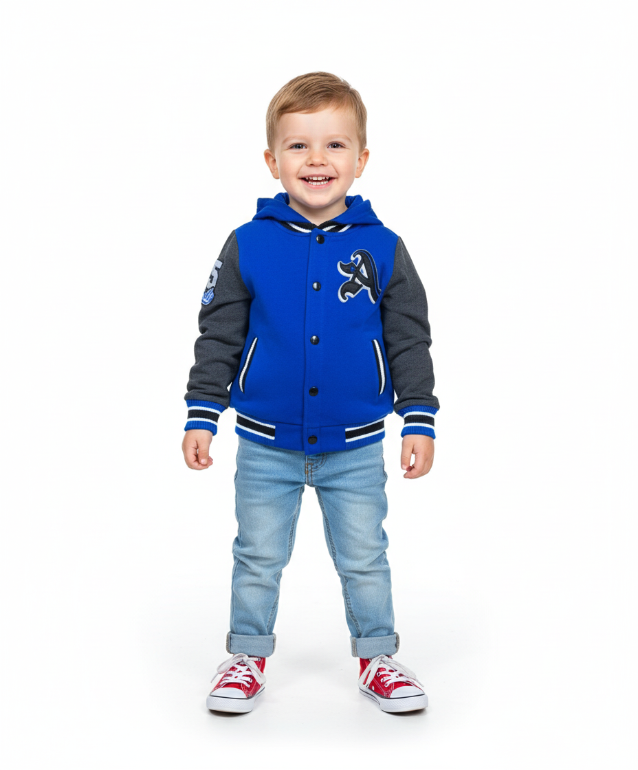 Unik - Wholesale Varsity/Baseball Jacket - Kids - Boys Varsity Jacket Casual Outerwear With Hoodie 2-48