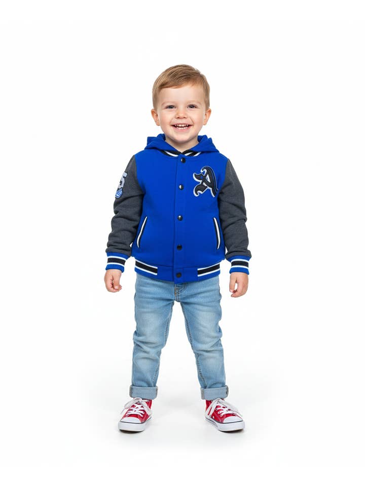 Unik - Wholesale Varsity/Baseball Jacket - Kids - Boys Varsity Jacket Casual Outerwear With Hoodie 2-48