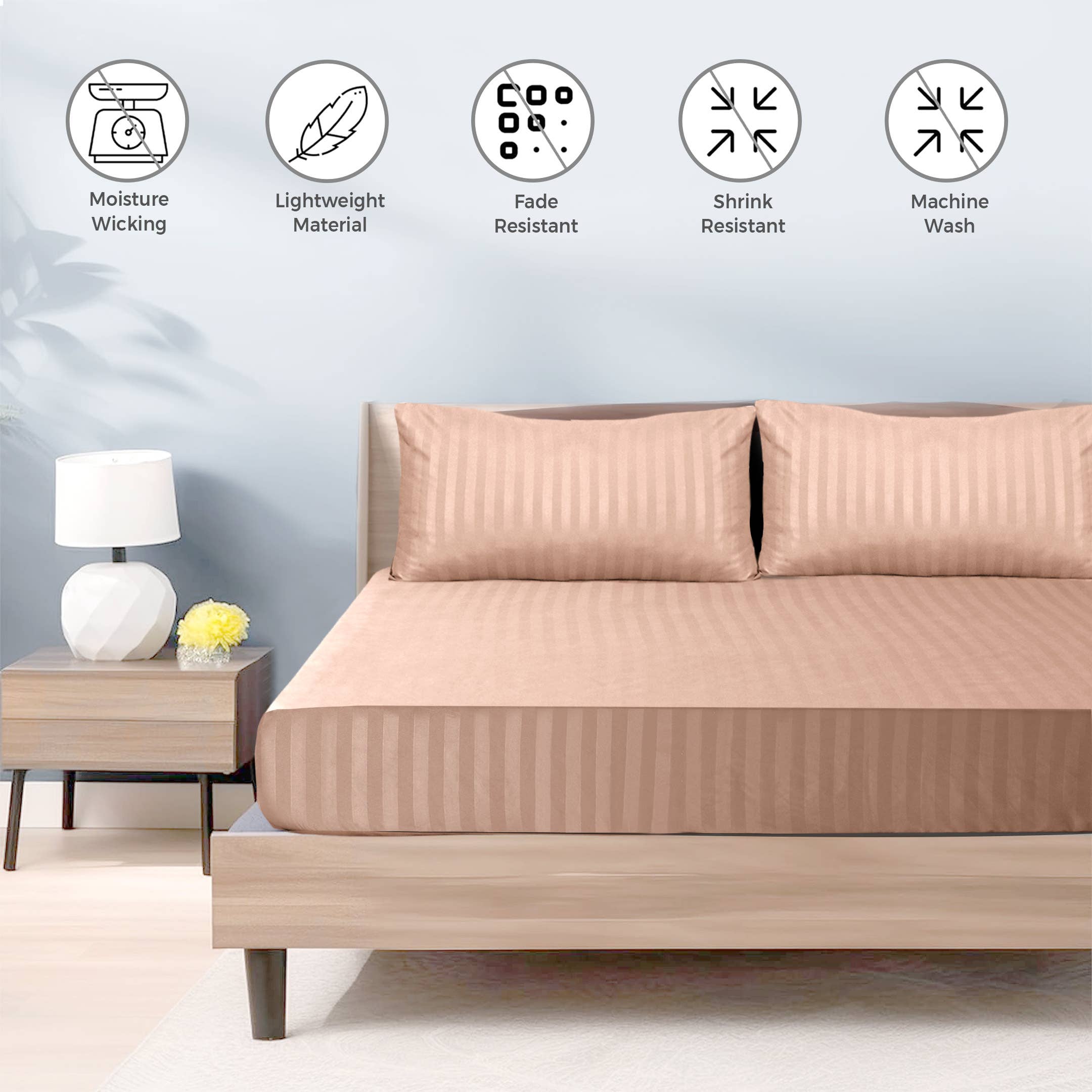 Cotton Passion - Wholesale Fitted Sheet - Satin Stripe Deep Pocket Fitted Sheets Deep Up to 25cm2