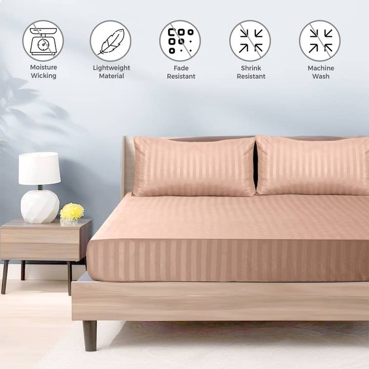 Cotton Passion - Wholesale Fitted Sheet - Satin Stripe Deep Pocket Fitted Sheets Deep Up to 25cm2