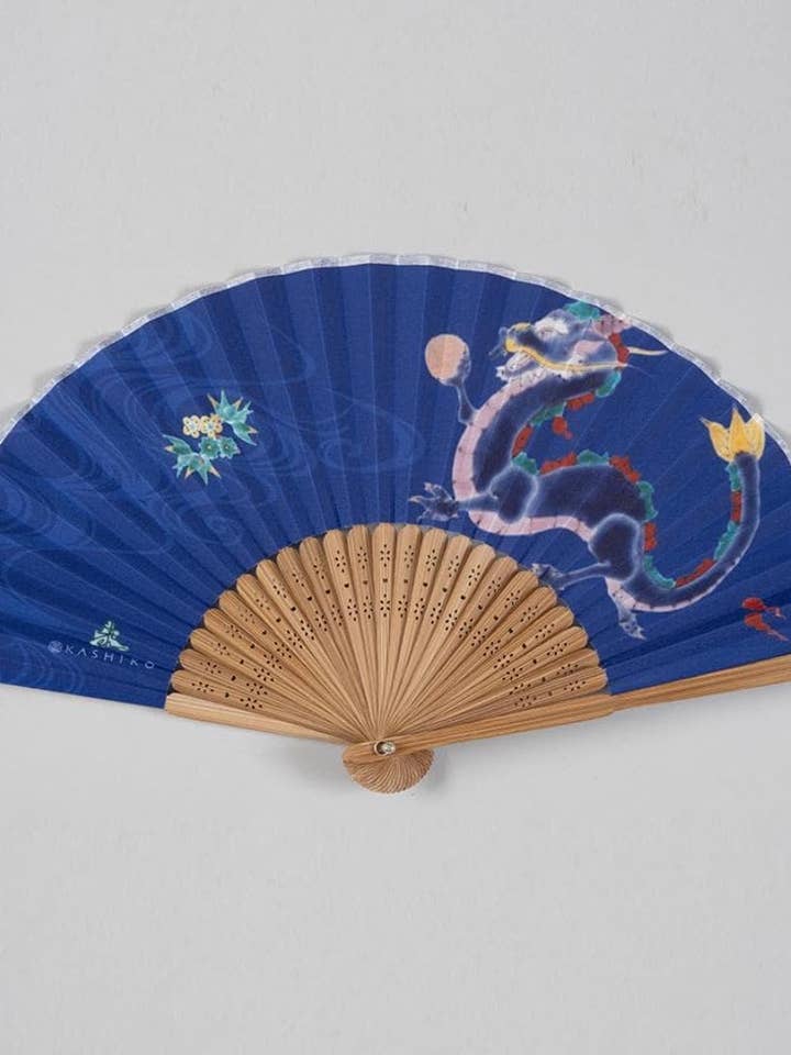 Kutani Dragon Folding Fan Set: Japanese Art Gift Box for wholesale by 「FUNJI」In Japan
