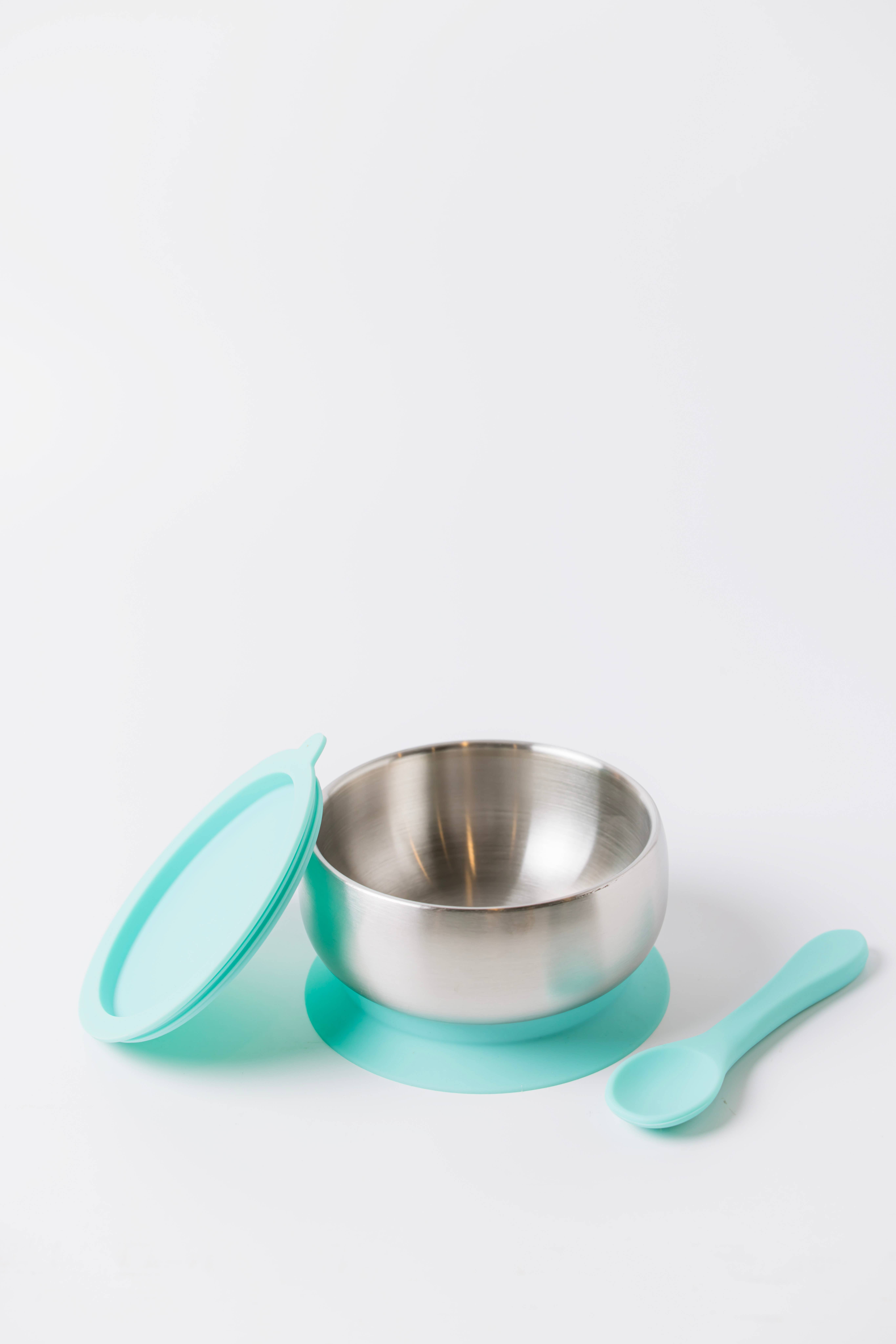 Lion & Lady - Vente Set de vaisselle – bébé - Bol d'alimentation en acier inoxydable 18/8 avec base d'aspiration en silicone3