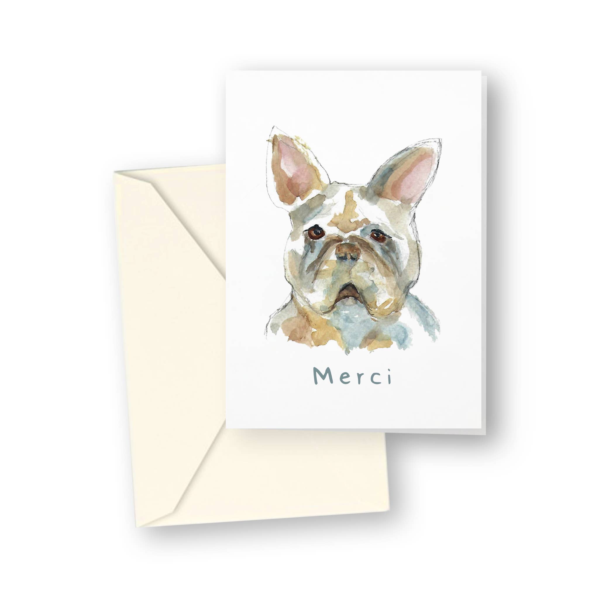 French Graffiti - Wholesale Stationery/Notecard Set - Merci Frenchie Enclosure Cards | Pack of 4