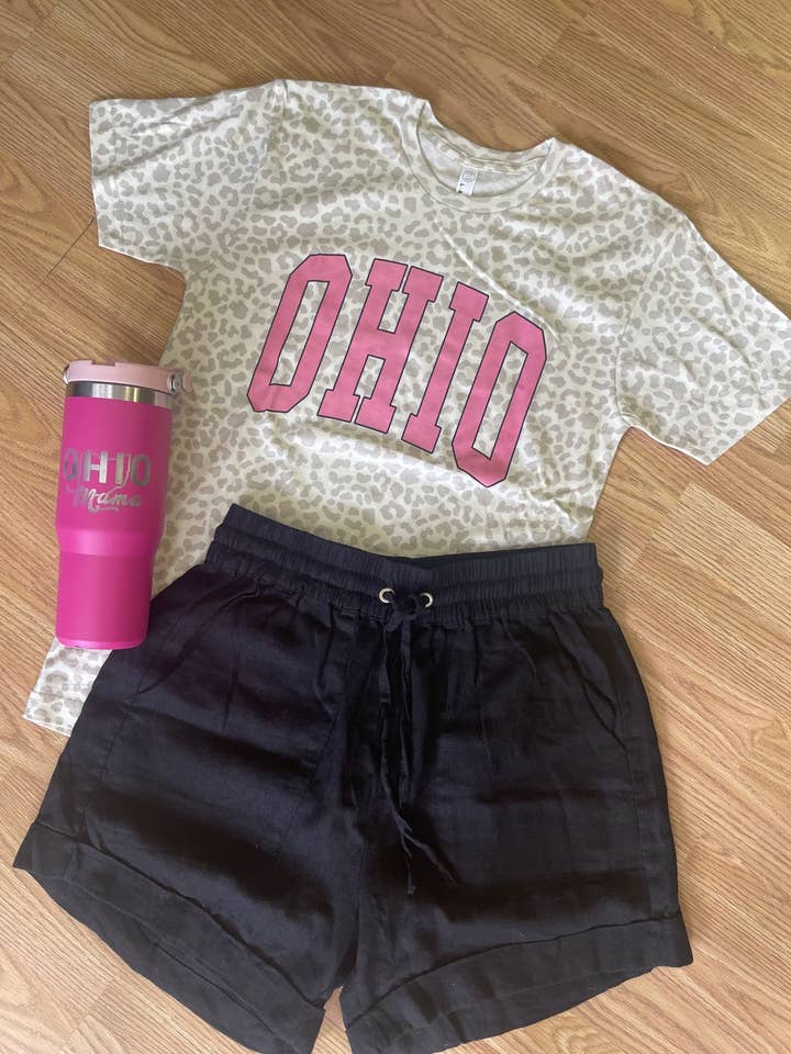 Leopard Block Ohio tee for wholesale by Ohio Roots Printing
