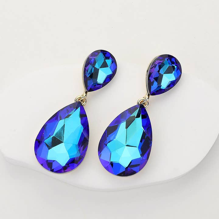 Wona Trading, Inc. - Wholesale Dangle Earrings - Glass Crystal Teardrop Evening Earrings