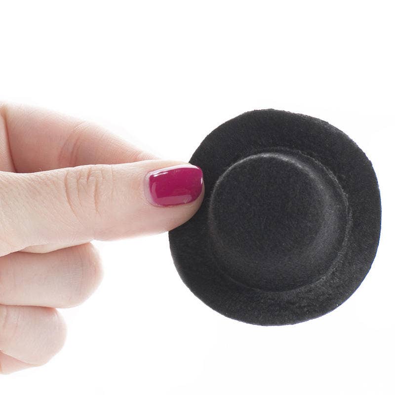 Factory Direct Craft - Wholesale Doll Clothing - Kids - Black Flocked Top Hat - Select Size 0