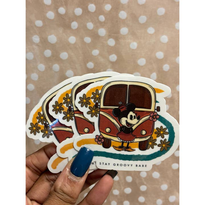 Stay Groovy Babe Mouse Vinyl klistermærke for engroshandel hos Mapp Designs Stationery