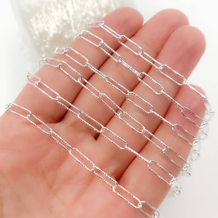 Y80DCSS. Sterling Silver Diamond Cut Paperclip Chain for wholesale by Jewels & Chains