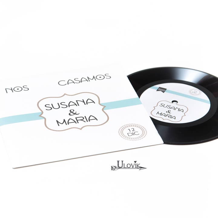 Bryllup invitation Vinyl Record „Retro“ for engroshandel hos Ulovik