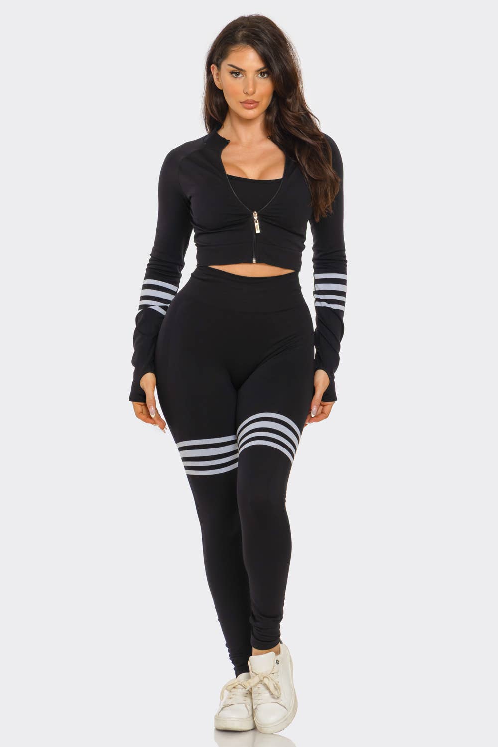 Julia by LoveJ - Wholesale Activewear Set - Women's - Zip Up Jacket Inside Top Leggings 3 Pieces Set5