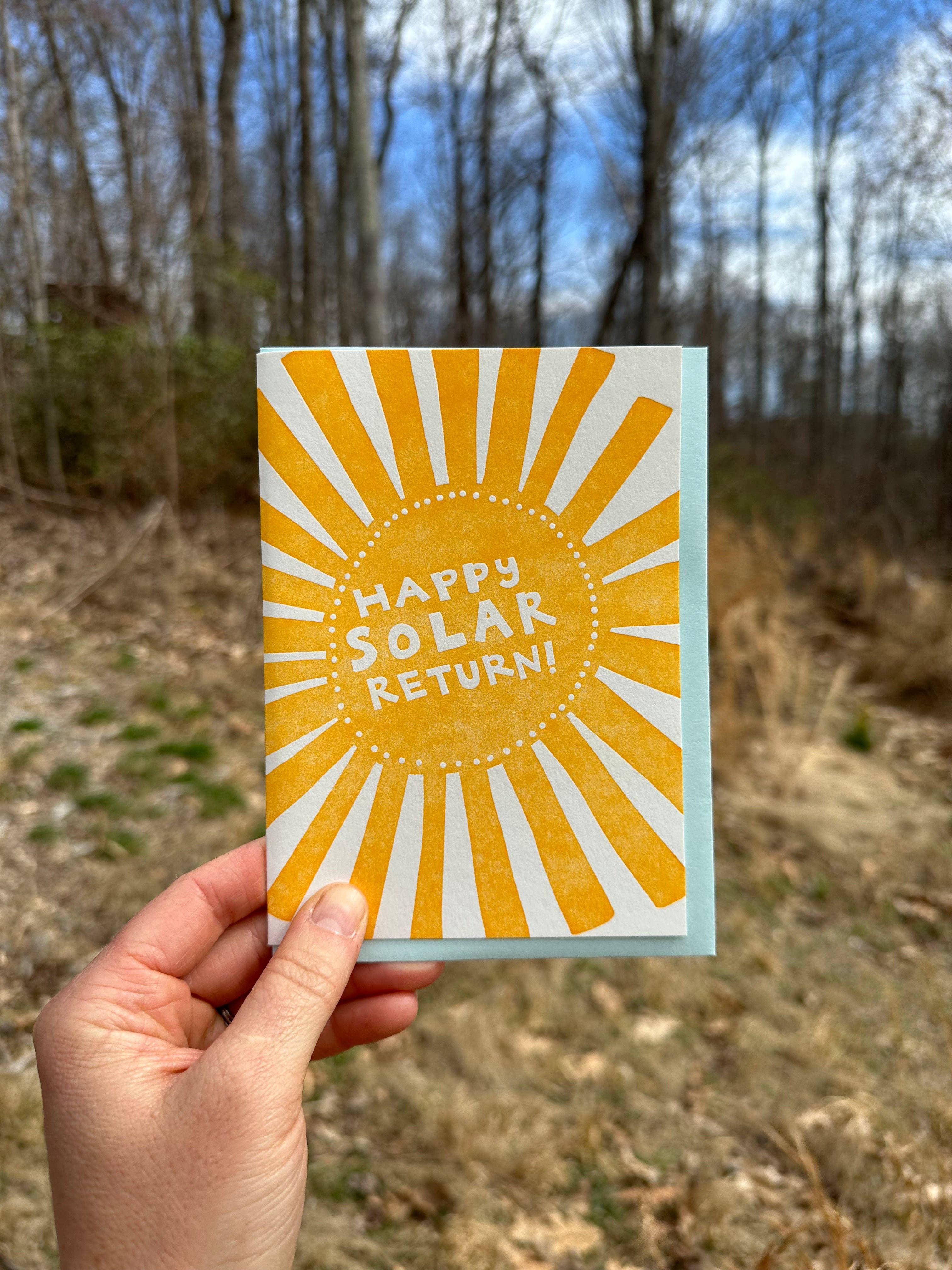Macon York Press - Wholesale Birthday Card - Birthday Letterpress Greeting Card: Sunshine "Happy Solar Return"1