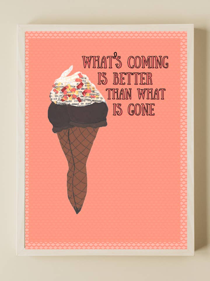 What's Coming, Ice Cream Parlor Girl, Wall Art Print for wholesale by Shannon Marie Makes