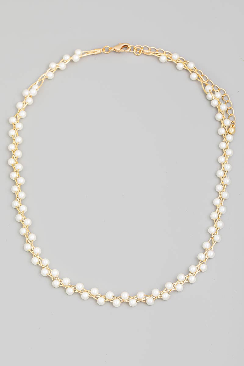 G Braided Pearl Chain Necklace for wholesale on Faire2