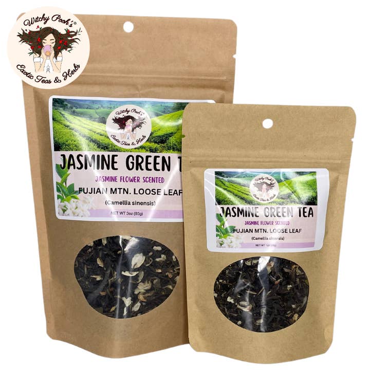 Witchy Poohs lösvikt grönt te med jasmin, Fujian för wholesale av Witchy Pooh's Exotic Teas & Herbs