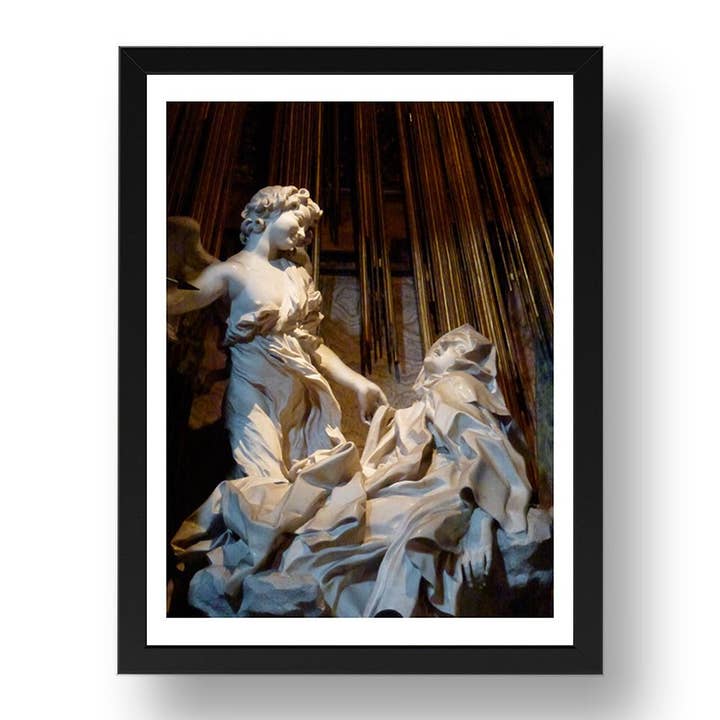 Gian Lorenzo Bernini - Ecstasy Of St. Teresa , vintage artwork in A3 (17x13") Black Frame for wholesale by PERIOD PRINTS