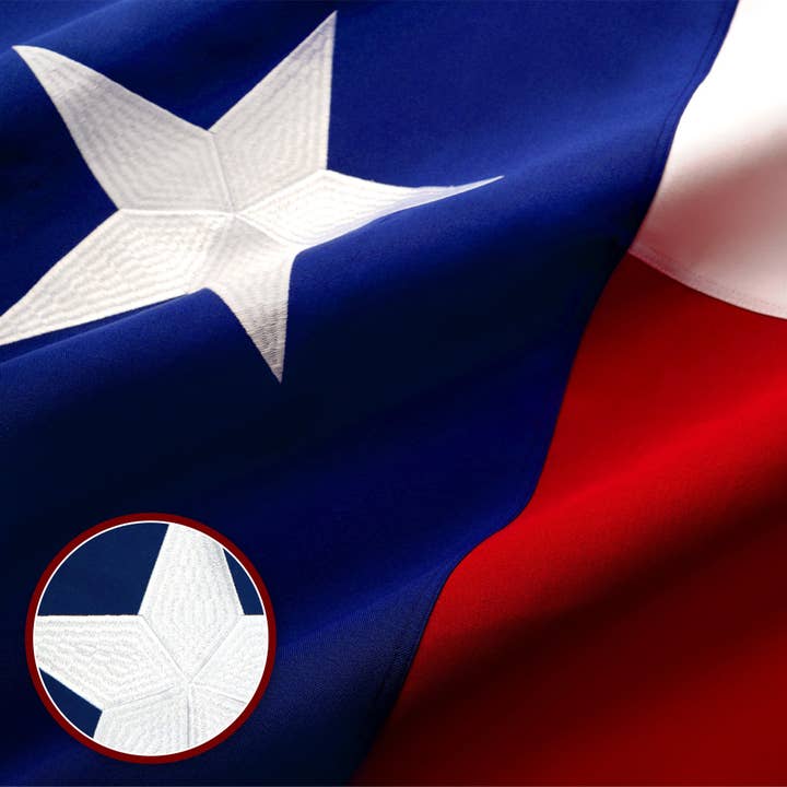 Drapeau de l'État du Texas 10x15 FT Brodé en Polyester Filé pour Extérieur pour la vente par G128