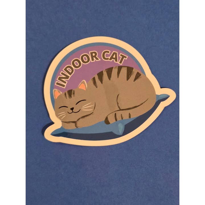 "Indoor Cat" Die-Cut Sticker for wholesale by Jaala Spiro