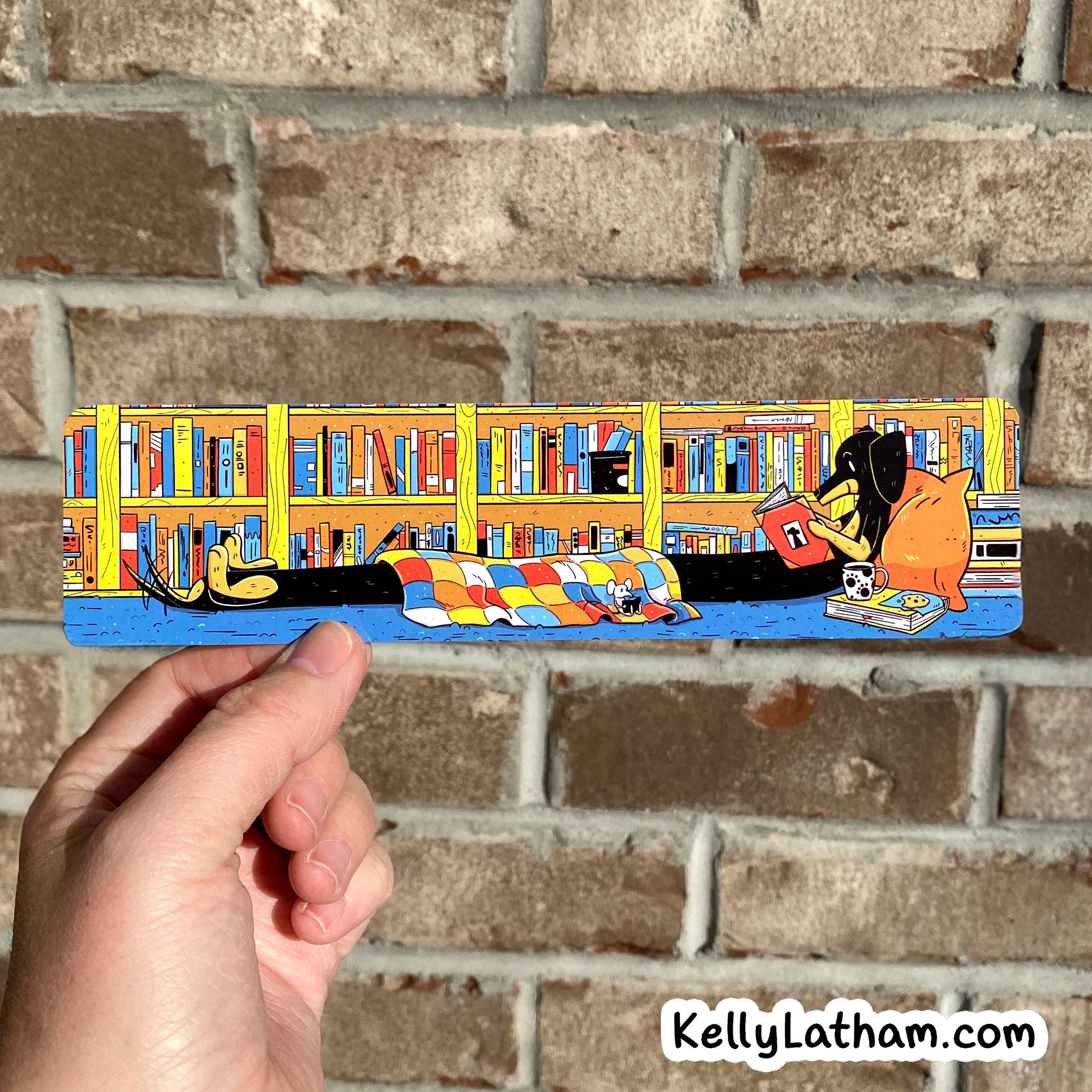 Kelly Latham Art - Wholesale Bookmark - Dog Reading Bookmark - Dachshund Cute Bookstore Gift Puppy5