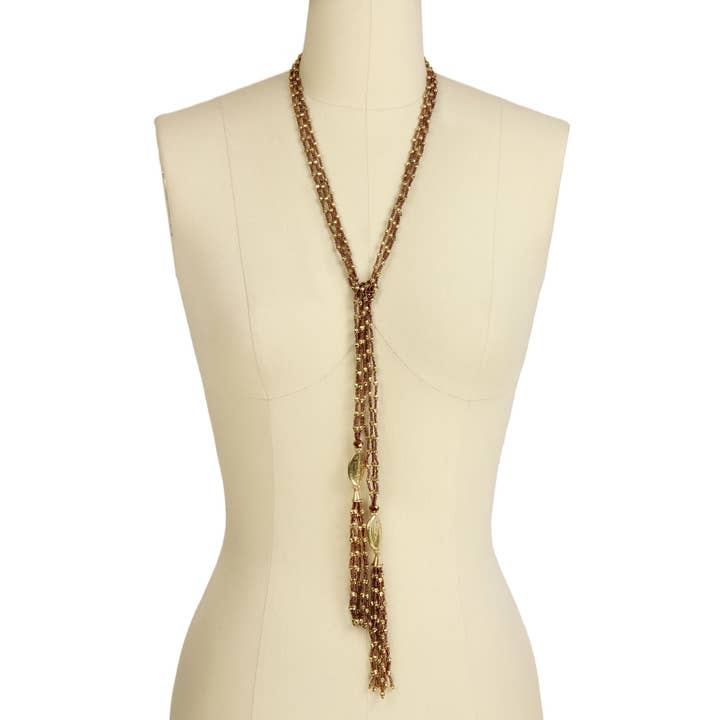Veroma Gifts - Wholesale Y-Neck/Lariat Necklace - Long Beaded Tassel Chain Necklace
