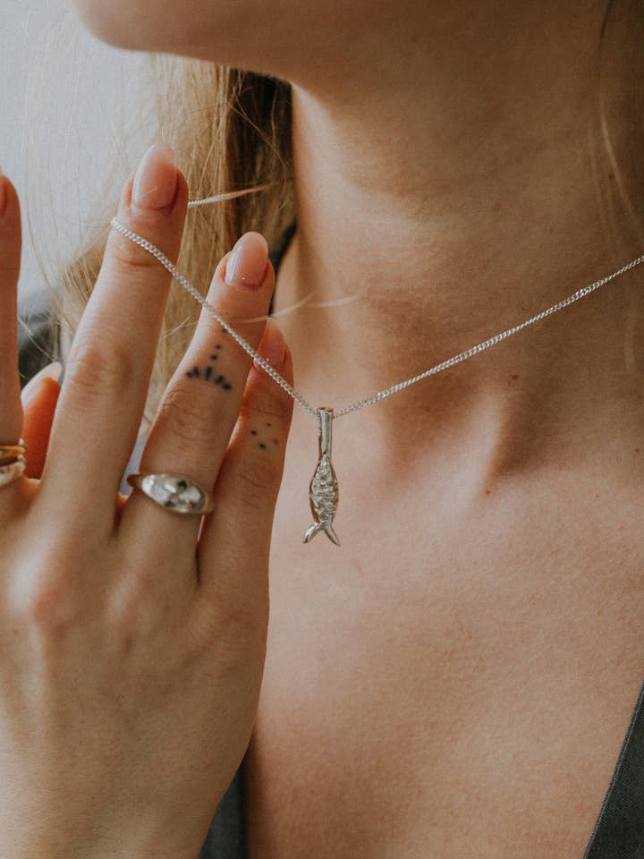 le poisson | organic form fish charm | sterling silver for wholesale by Emily Hartwell