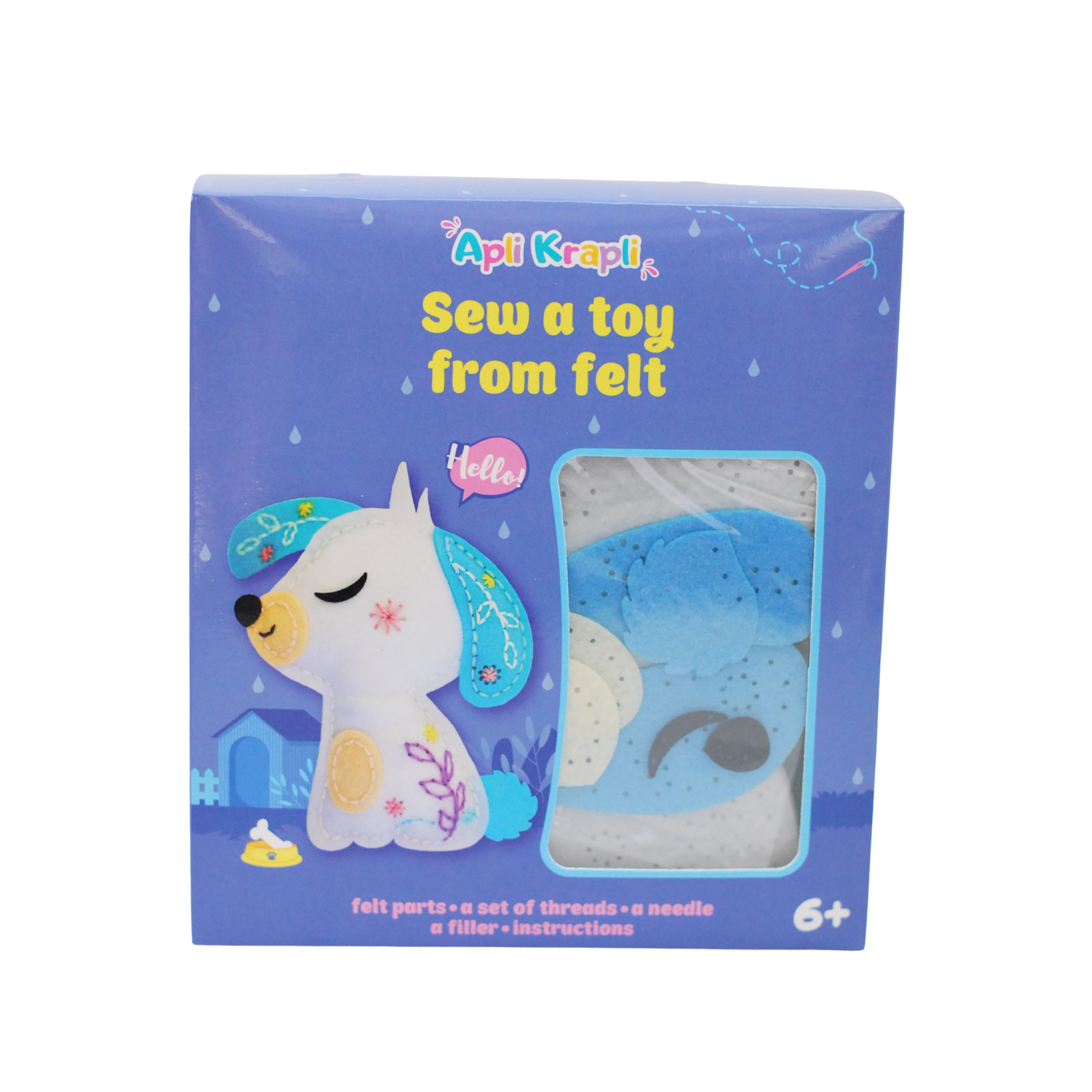 Fainotoys - Vendita all'ingrosso Kit per lavoretti fai da te - Bambini - APLI Krapli - APLI Krapli Kit di Cucito per Giocattolo in Feltro Cane Feltro Pretagliato Imbottitura Filo & Ago Sicuro Età 6+5