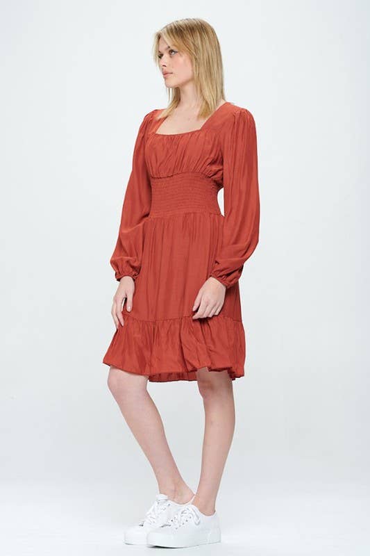 Hesperus - Wholesale Dress - Women's - Smocked Waist Square Neck Dress9