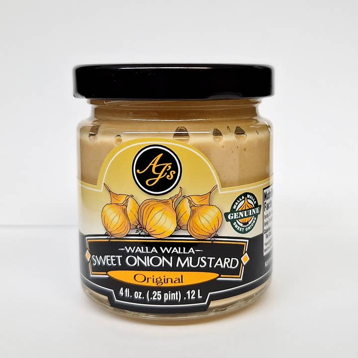 AJ's – Großhandel Senf – 4 Unzen. Walla Walla Süßer Zwiebel-Senf Originalgeschmack