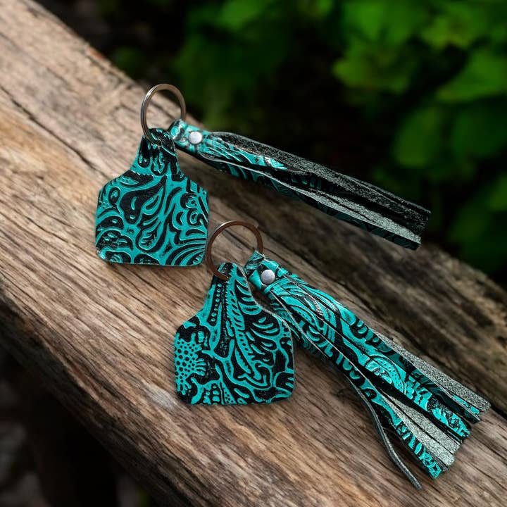 Western Linens - Wholesale Keychain - Unisex - Western Cattle Fringe Leather Keychain